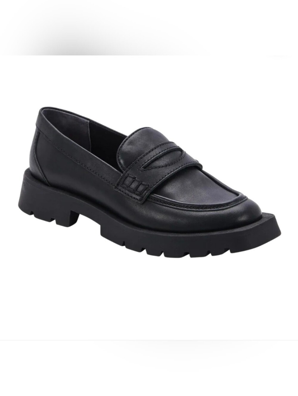 Dolce Vita Elias Chunky Black Leather Penny Loafers - Picture 2 of 8